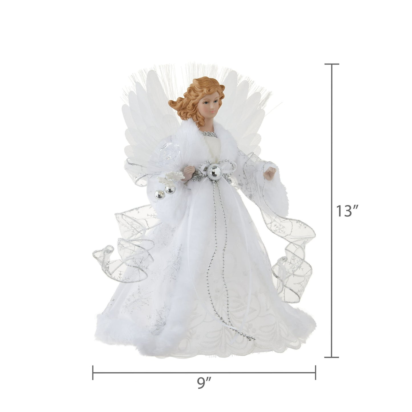 🎀LED Fiber Optic Angel Christmas Tree Topper, White, 12", by Holiday Time