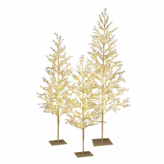 🎀My Texas House 3 Pack Warm White Twinkling LED Icy Cube Beaded Tree, 4ft/5ft/6ft