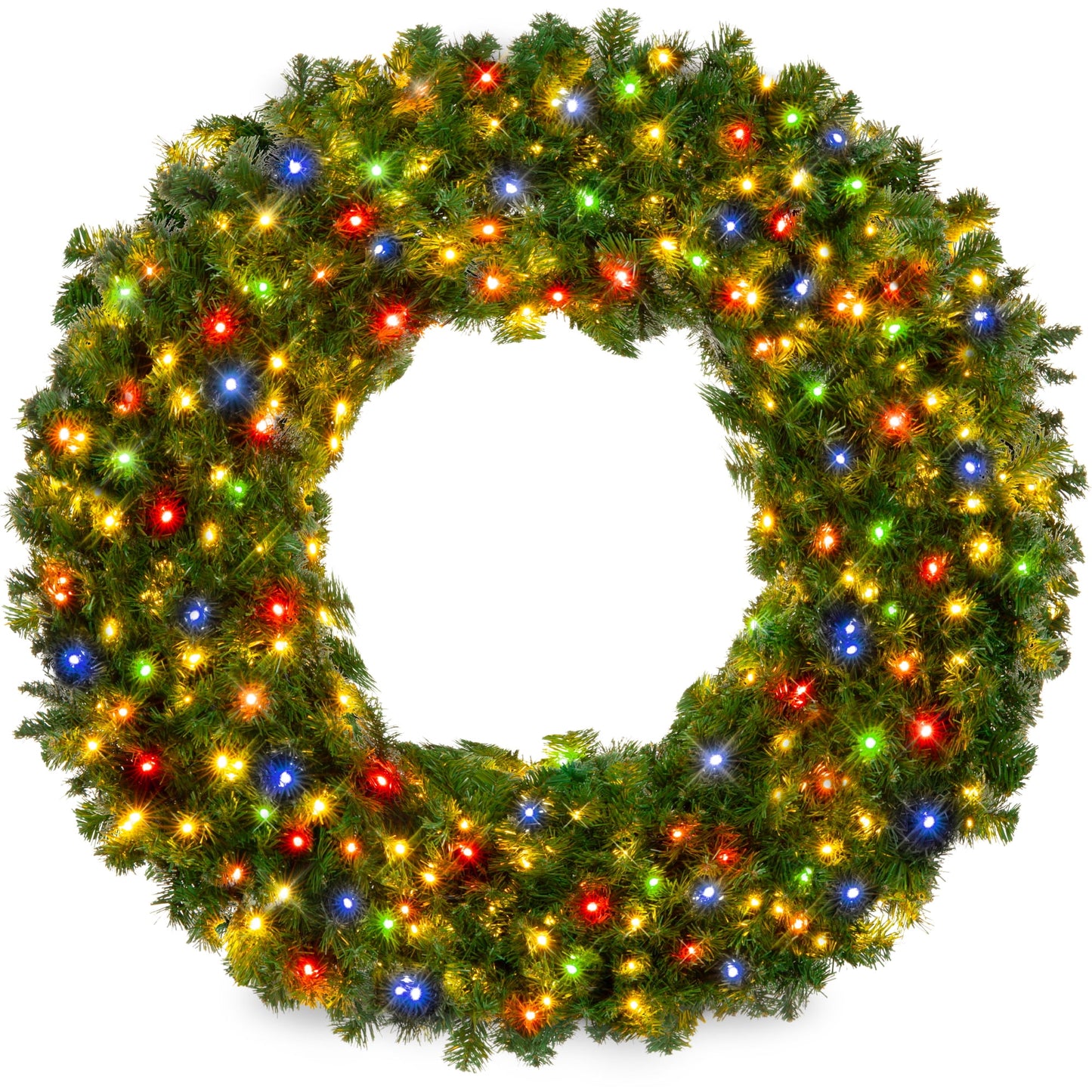 🎁Best Choice Products Artificial Pre-Lit Fir Christmas Wreath Decoration