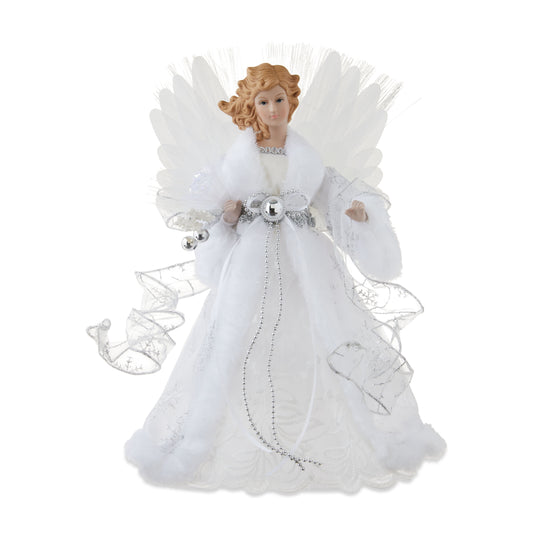 🎀LED Fiber Optic Angel Christmas Tree Topper, White, 12", by Holiday Time
