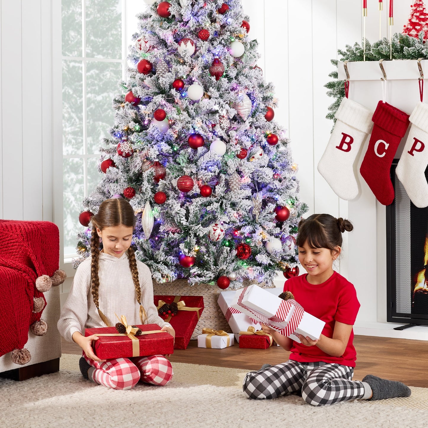 🎀Sale 50%⭐️Pre-Lit Flocked Holiday Tree⭐️