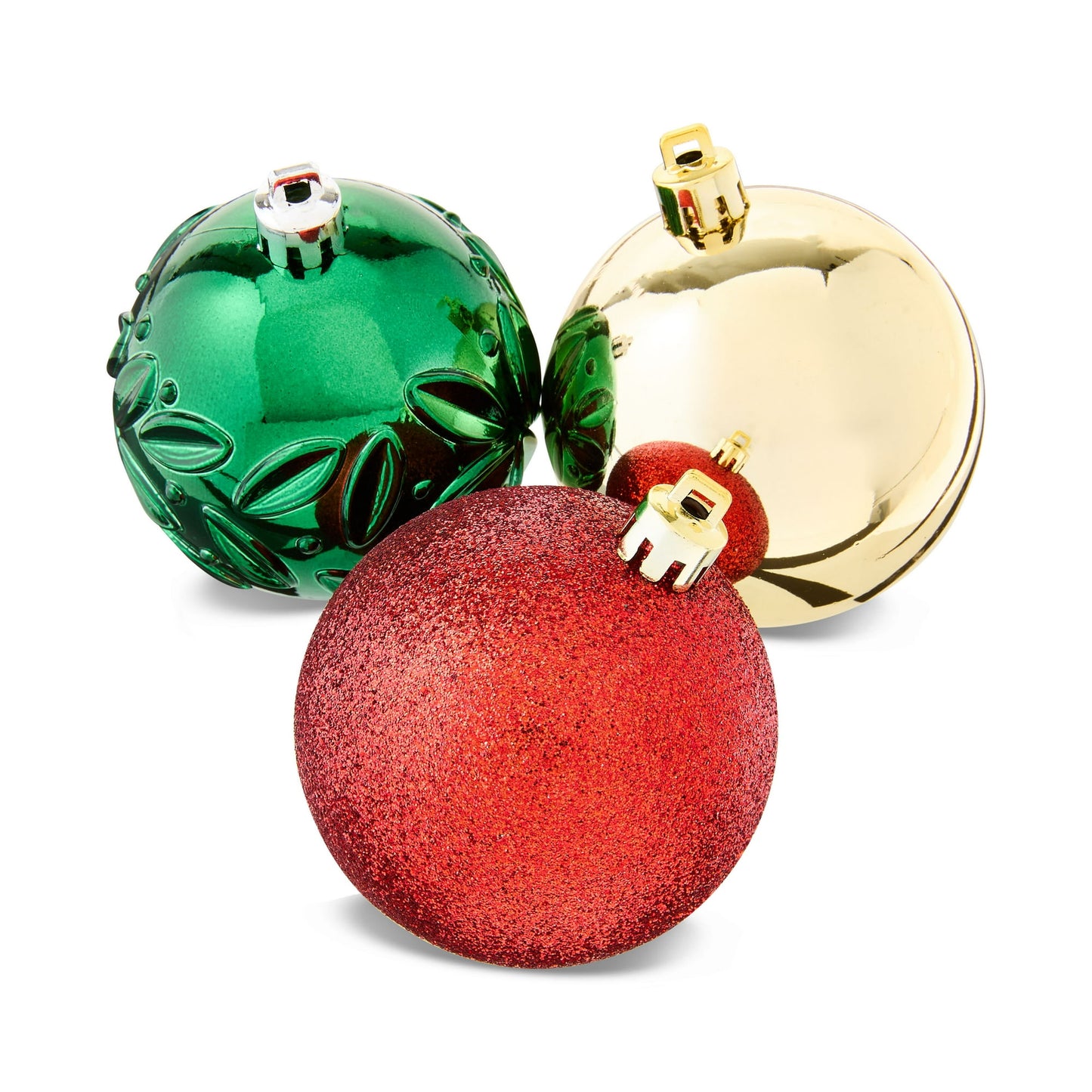 🎀50-Count Red/Green/Gold Shatterproof Ball Christmas Ornaments, by Holiday Time