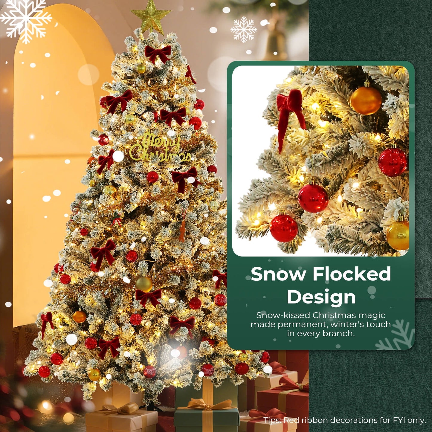 🎀Funcid 6ft Artificial Christmas Tree with Stand