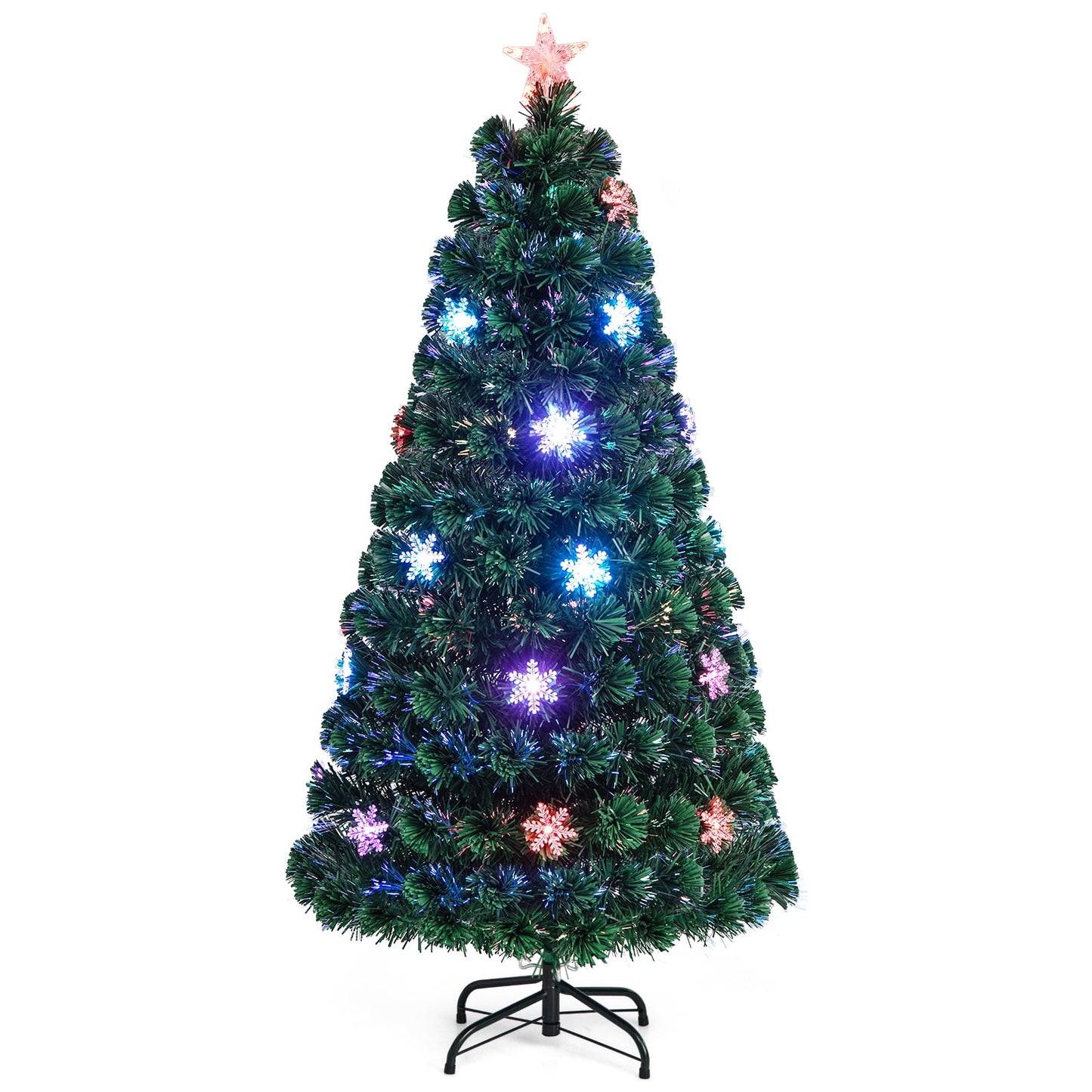 🎀Pre-Lit Fiber Optic Artificial Christmas Tree w/Multicolor Lights Snowflakes