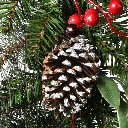 🎀Pre-Lit Frosted Pine Berry Artificial Christmas Wreath - LED Lights Battery Operated