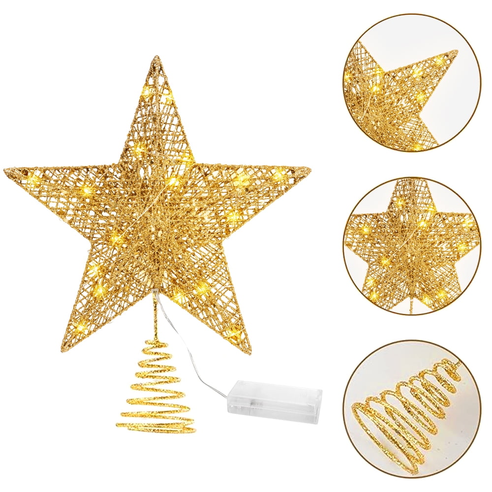 🎀Gold Star Christmas Tree Topper, 12" LED Lighted