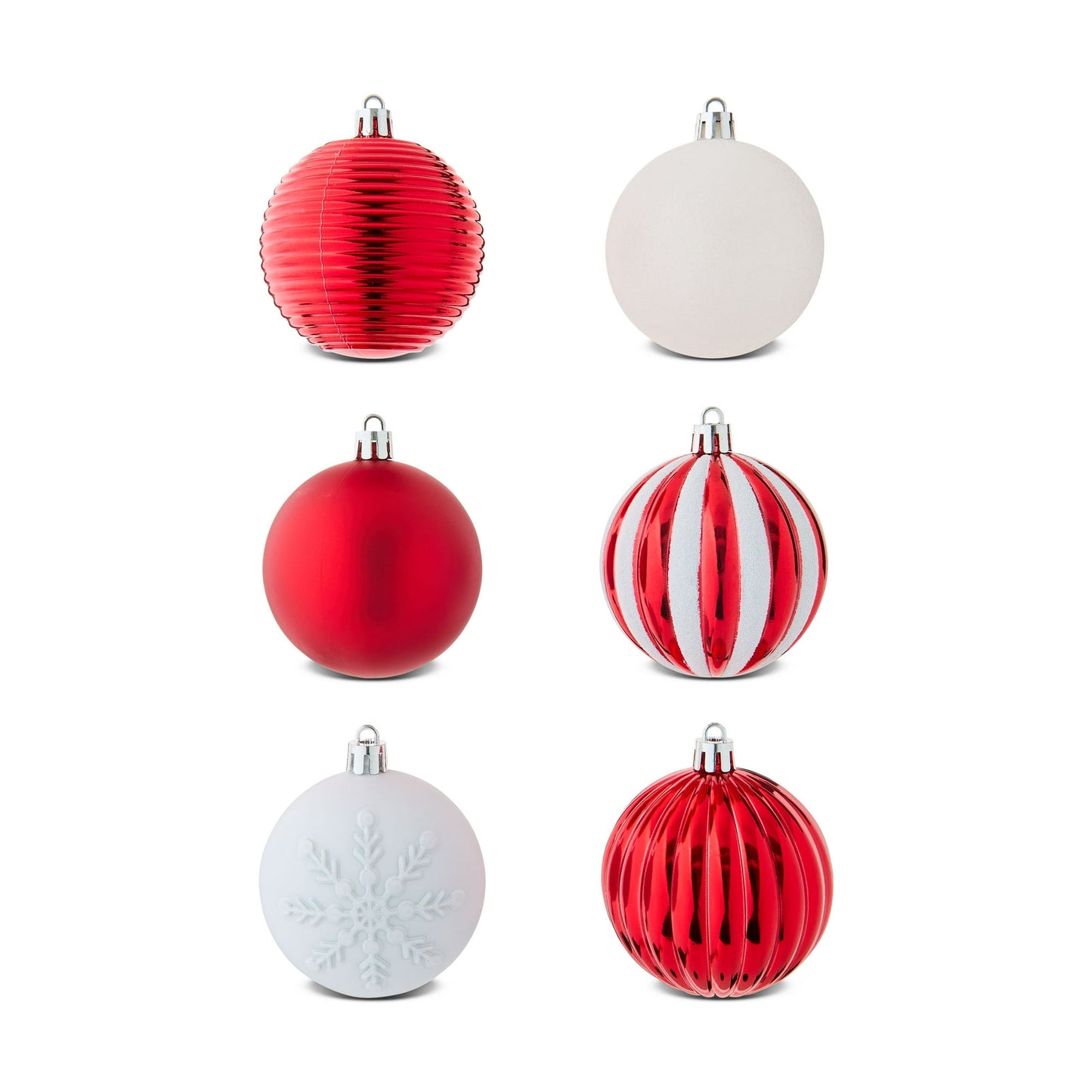 🎀50-Count Red and White Shatterproof Christmas Ornaments, by Holiday Time