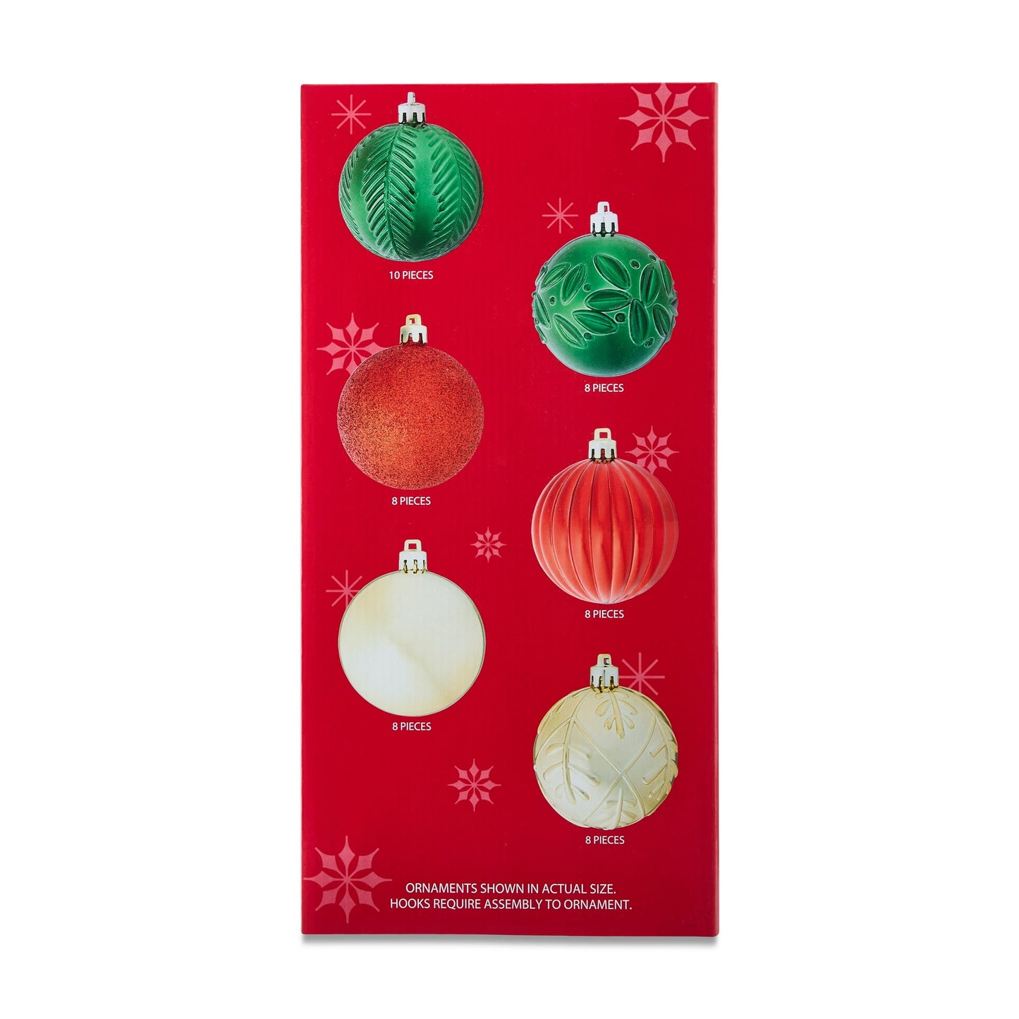 🎀50-Count Red/Green/Gold Shatterproof Ball Christmas Ornaments, by Holiday Time