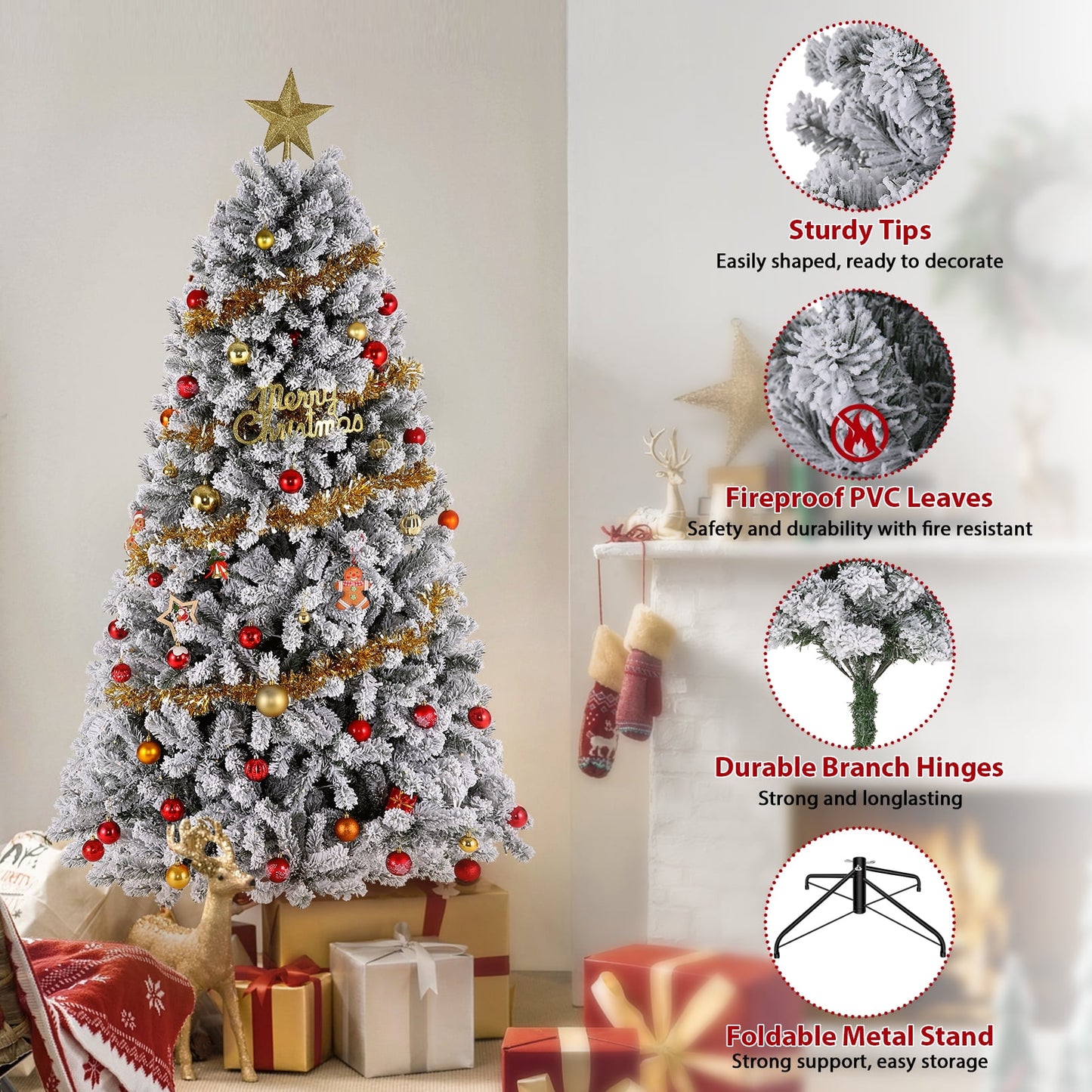 🎀Funcid 6ft Artificial Christmas Tree with Stand