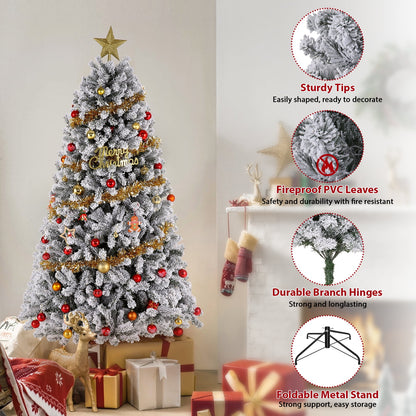 🎀Funcid 6ft Artificial Christmas Tree with Stand