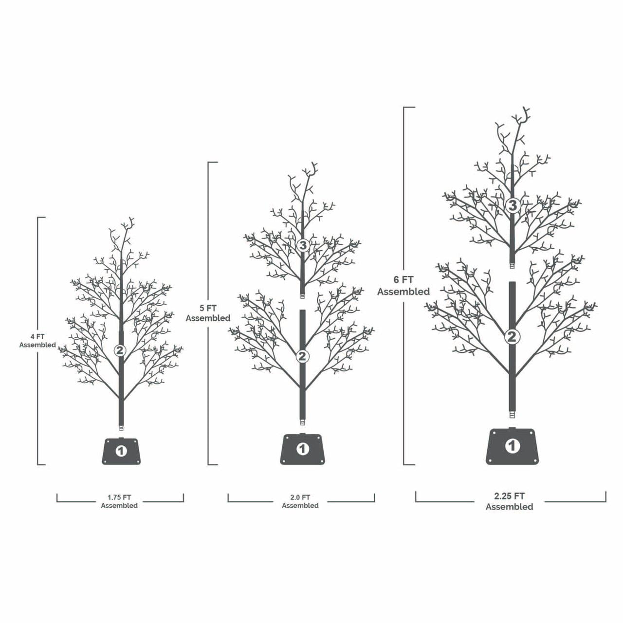 🎀My Texas House 3 Pack Warm White Twinkling LED Icy Cube Beaded Tree, 4ft/5ft/6ft
