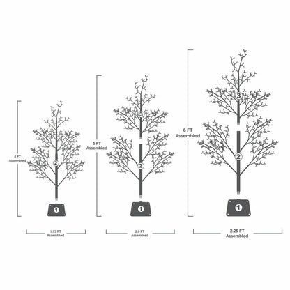 🎀My Texas House 3 Pack Warm White Twinkling LED Icy Cube Beaded Tree, 4ft/5ft/6ft