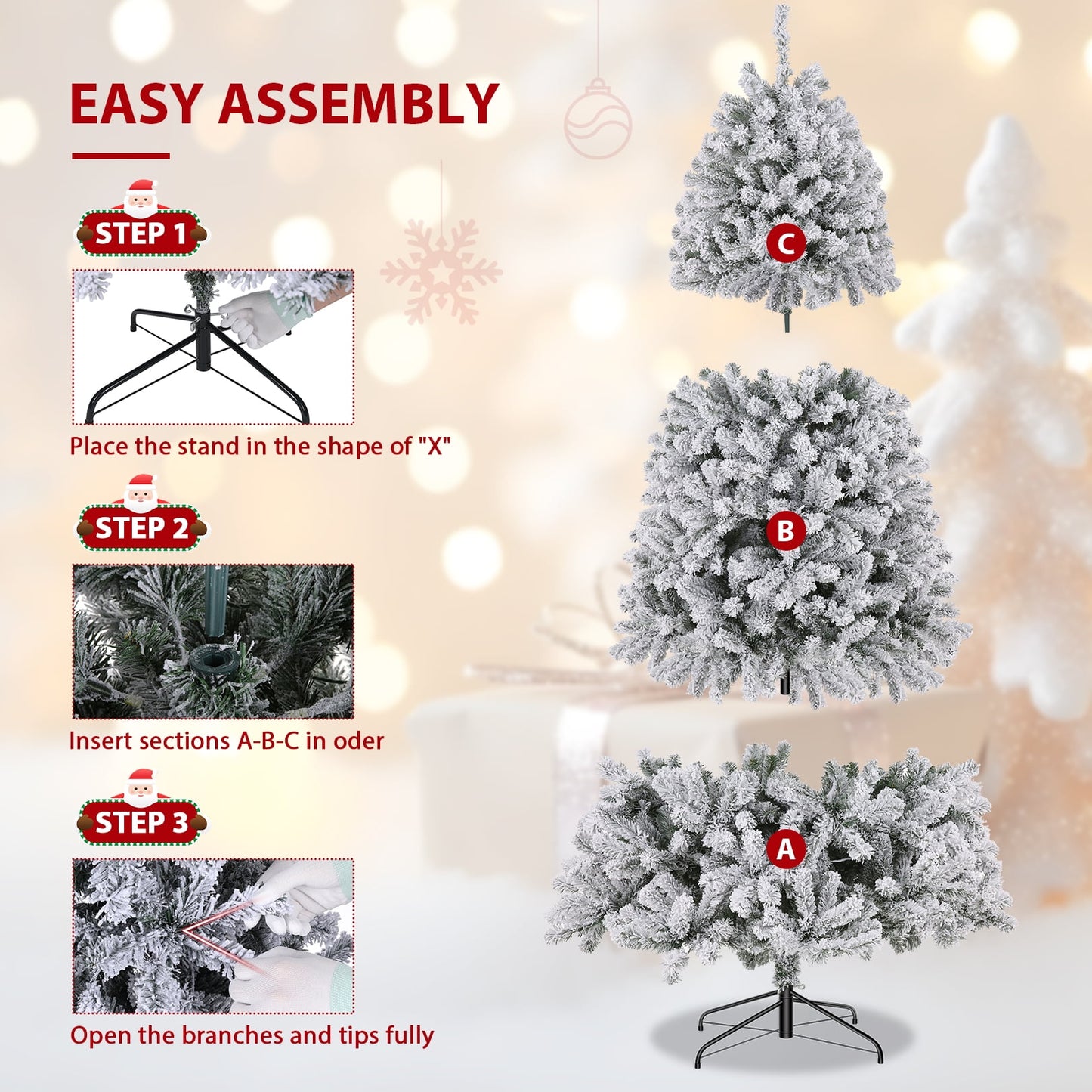 🎀Funcid 6ft Artificial Christmas Tree with Stand
