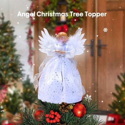 🎀Angel Treetop Decoration, Lighted, 12" Silver
