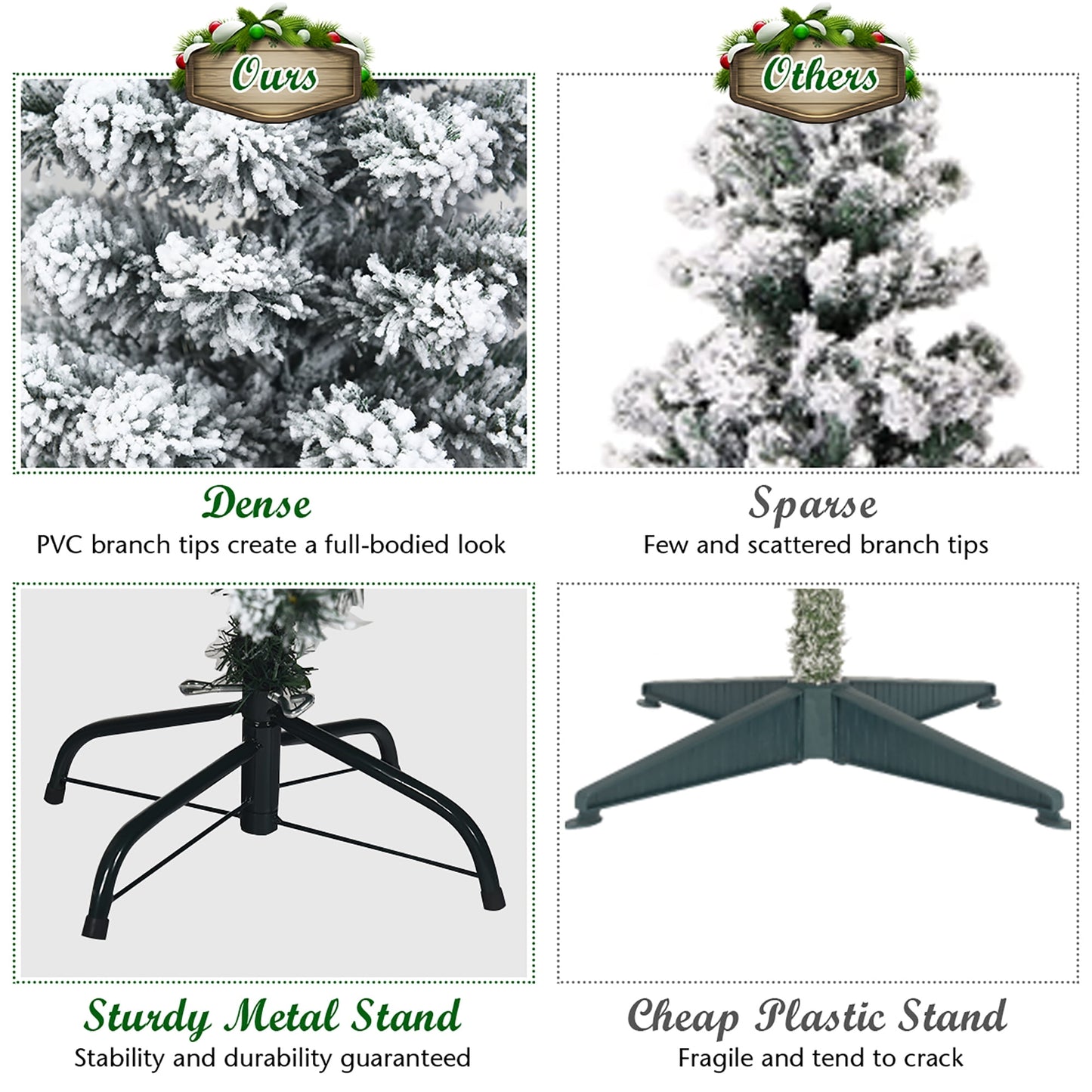 🎀Pre-lit Snow Flocked Artificial Pencil Christmas Pine Tree