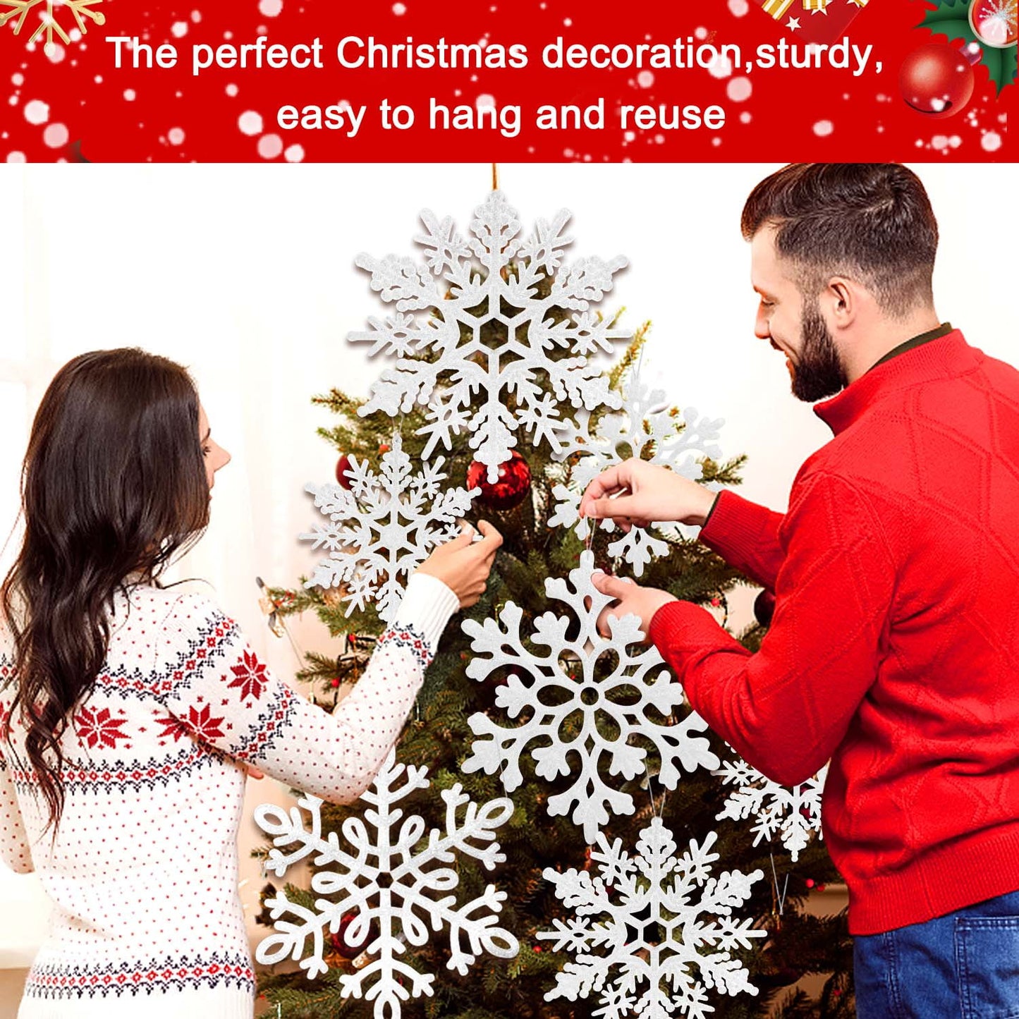🎀Ayieyill 8pcs Christmas Snowflakes – Winter Tree Decor