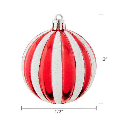 🎀50-Count Red and White Shatterproof Christmas Ornaments, by Holiday Time