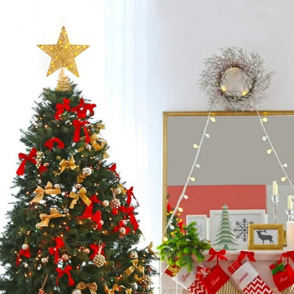 🎀Gold Star Christmas Tree Topper, 12" LED Lighted