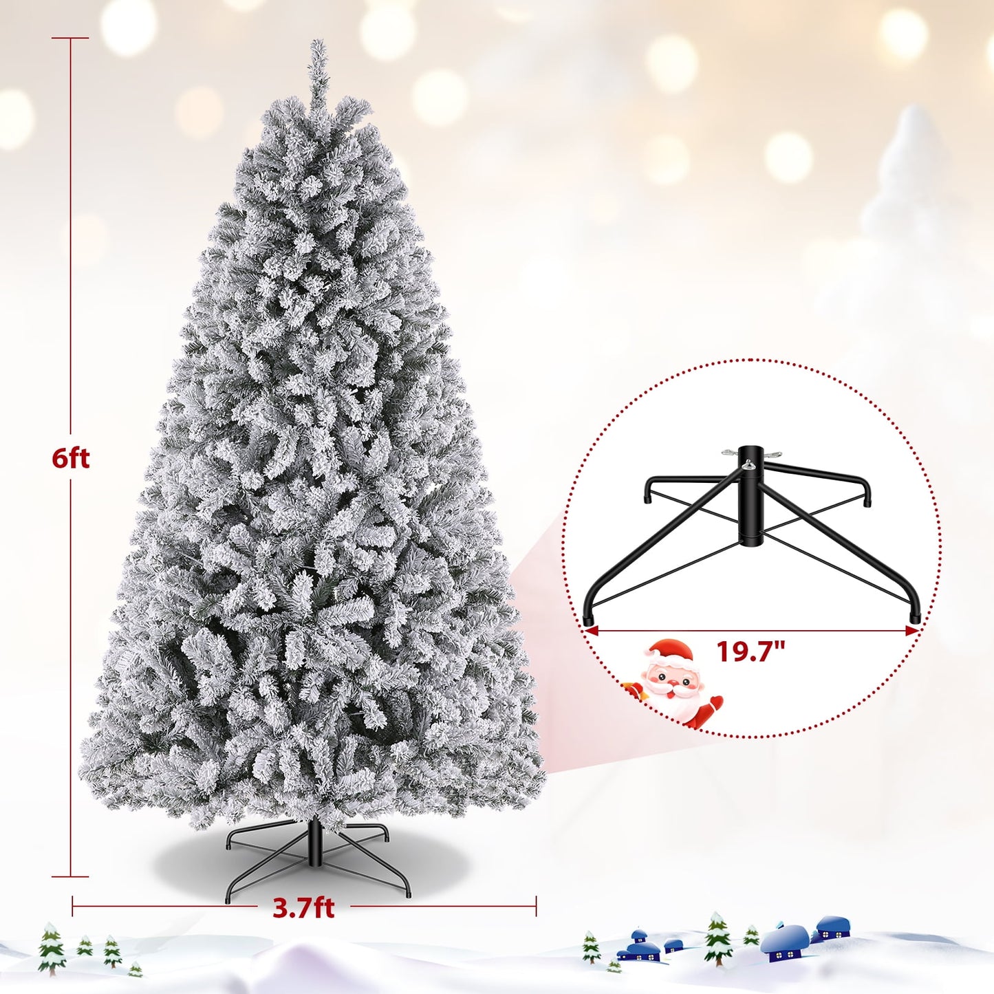 🎀Funcid 6ft Artificial Christmas Tree with Stand
