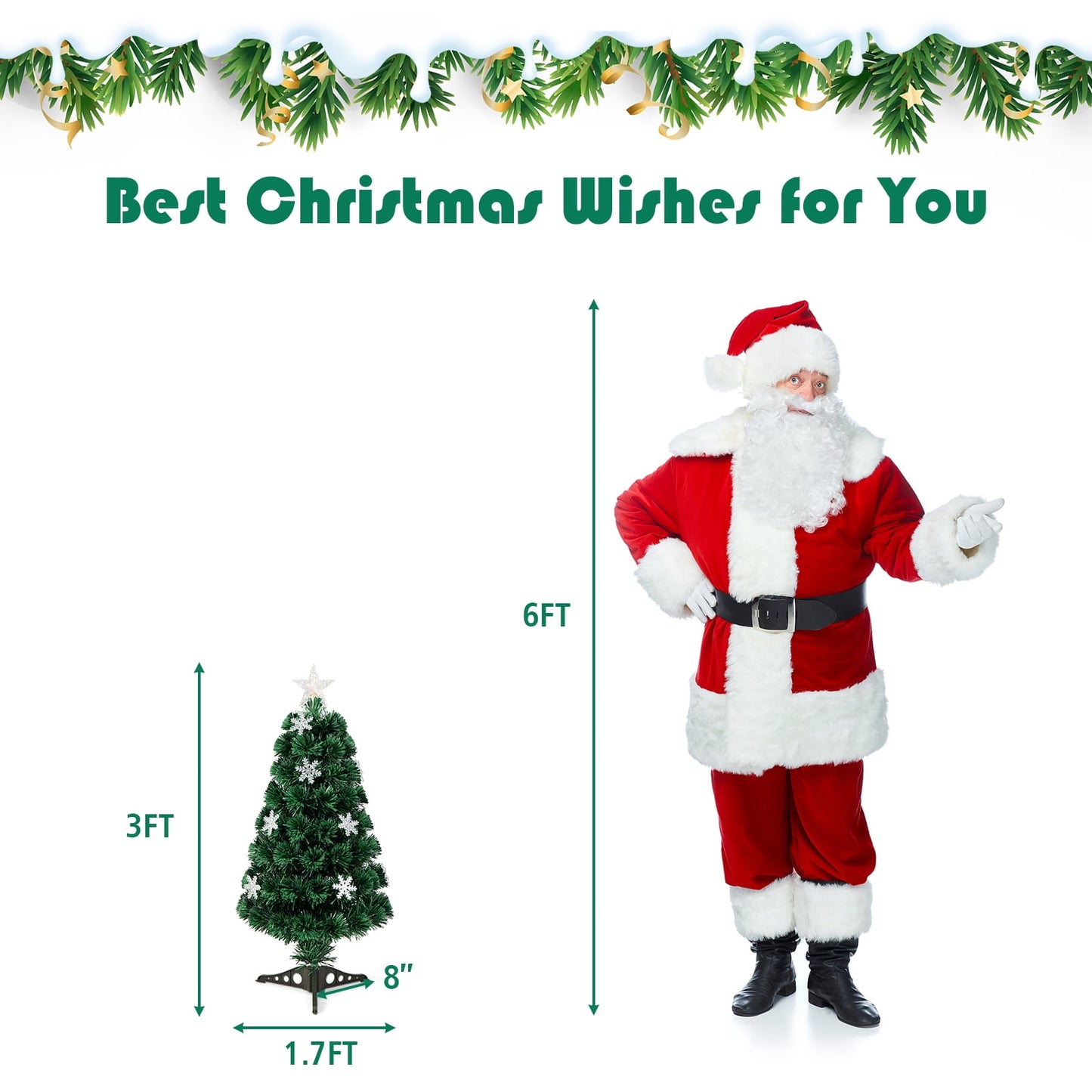 🎀Pre-Lit Fiber Optic Artificial Christmas Tree w/Multicolor Lights Snowflakes