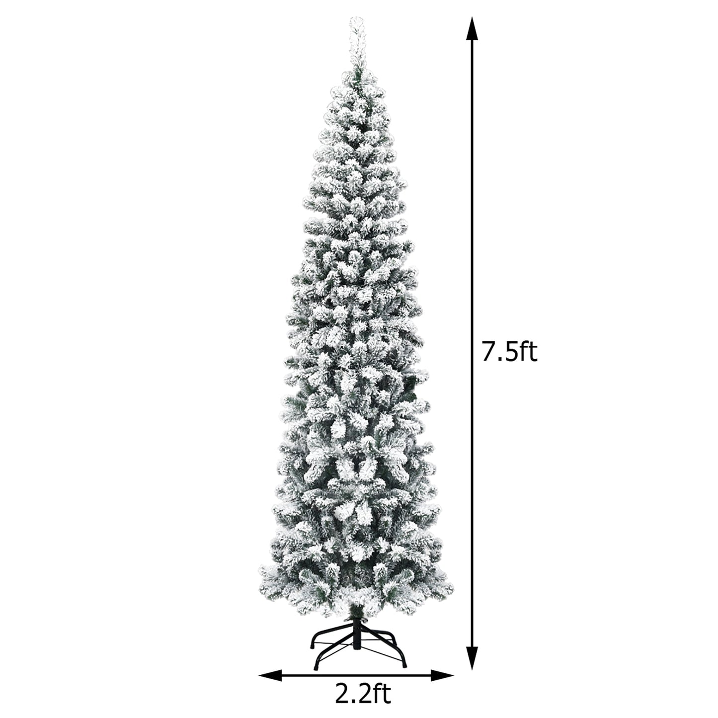 🎀Pre-lit Snow Flocked Artificial Pencil Christmas Pine Tree